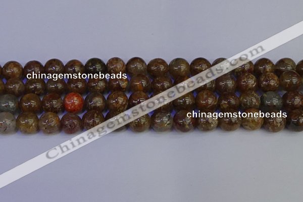 CSL225 15.5 inches 14mm round gold leaf jasper beads wholesale