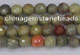 CSL230 15.5 inches 4mm faceted round silver leaf jasper beads