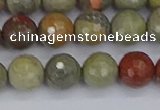 CSL232 15.5 inches 8mm faceted round silver leaf jasper beads