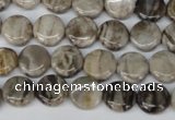 CSL27 15.5 inches 10mm flat round silver leaf jasper beads wholesale