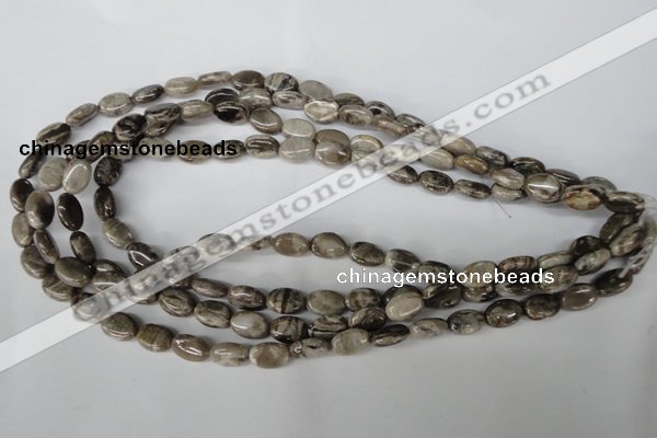 CSL40 15.5 inches 8*12mm oval silver leaf jasper beads wholesale