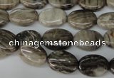 CSL41 15.5 inches 10*14mm oval silver leaf jasper beads wholesale