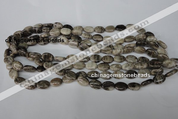 CSL41 15.5 inches 10*14mm oval silver leaf jasper beads wholesale