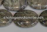 CSL46 15.5 inches 20*30mm oval silver leaf jasper beads wholesale