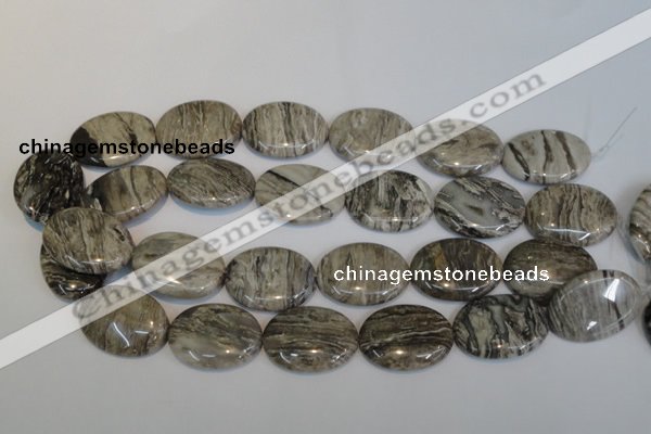 CSL46 15.5 inches 20*30mm oval silver leaf jasper beads wholesale