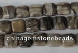 CSL50 15.5 inches 10*10mm square silver leaf jasper beads wholesale