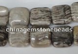 CSL52 15.5 inches 14*14mm square silver leaf jasper beads wholesale