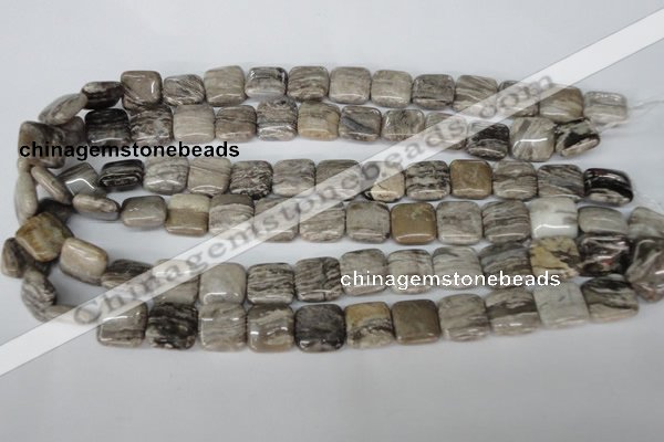 CSL52 15.5 inches 14*14mm square silver leaf jasper beads wholesale