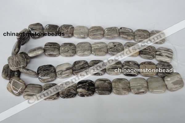 CSL55 15.5 inches 20*20mm square silver leaf jasper beads wholesale