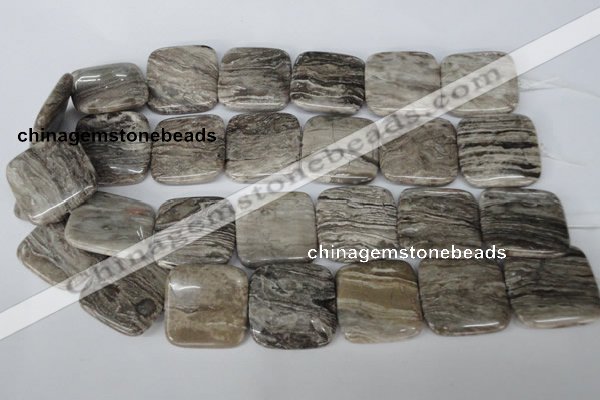 CSL57 15.5 inches 30*30mm square silver leaf jasper beads wholesale