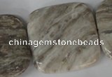 CSL59 15.5 inches 40*40mm square silver leaf jasper beads wholesale