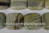 CSL60 15.5 inches 20*20mm square silver leaf jasper beads wholesale