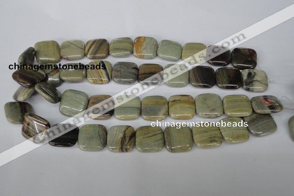 CSL60 15.5 inches 20*20mm square silver leaf jasper beads wholesale