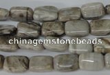 CSL65 15.5 inches 8*12mm rectangle silver leaf jasper beads wholesale