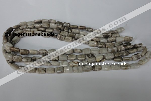 CSL65 15.5 inches 8*12mm rectangle silver leaf jasper beads wholesale