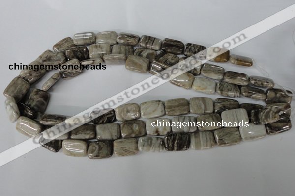 CSL68 15.5 inches 13*18mm rectangle silver leaf jasper beads wholesale