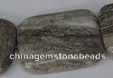 CSL72 15.5 inches 30*40mm rectangle silver leaf jasper beads wholesale