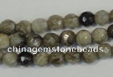 CSL90 15.5 inches 4mm faceted round silver leaf jasper beads wholesale