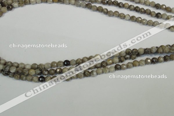 CSL90 15.5 inches 4mm faceted round silver leaf jasper beads wholesale