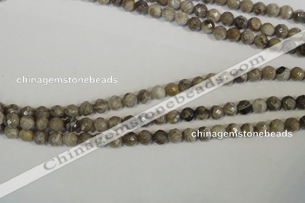 CSL91 15.5 inches 6mm faceted round silver leaf jasper beads wholesale