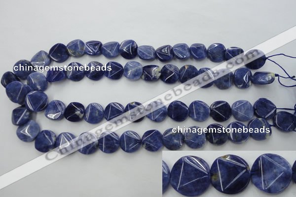 CSO03 15.5 inches 15mm faceted coin A grade sodalite beads