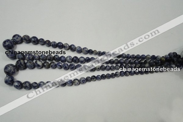 CSO310 15.5 inches 6mm – 14mm faceted round blue spot stone beads