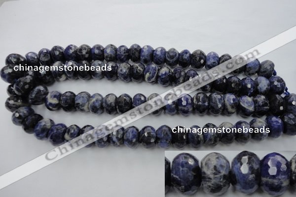 CSO355 15.5 inches 10*16mm faceted rondelle natural sodalite beads