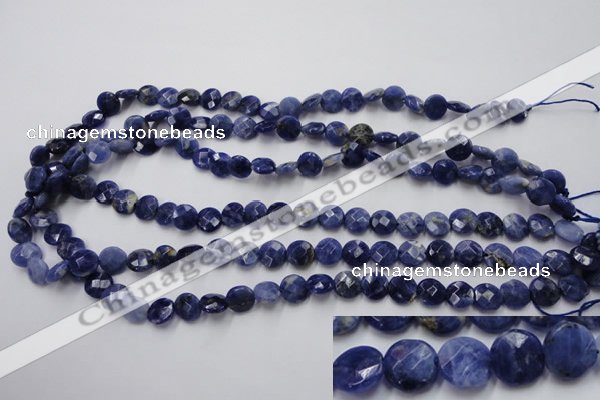 CSO36 15.5 inches 8mm faceted coin sodalite gemstone beads