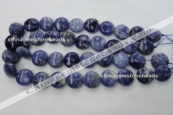 CSO380 15.5 inches 20mm flat round natural sodalite gemstone beads