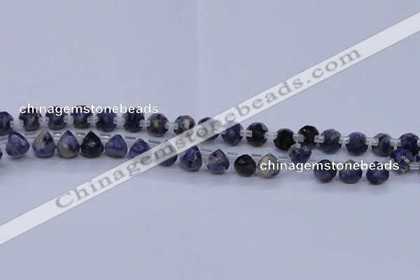 CSO450 Top drilled 7*7mm faceted teardrop sodalite gemstone beads