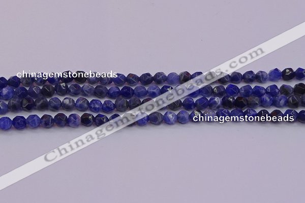 CSO551 15.5 inches 6mm faceted nuggets sodalite gemstone beads