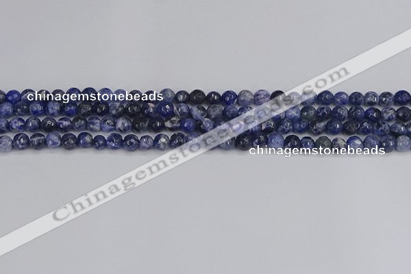 CSO558 15.5 inches 4mm faceted round sodalite gemstone beads