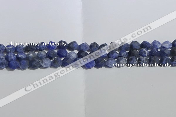 CSO566 15.5 inches 8mm faceted nuggets matte sodalite beads