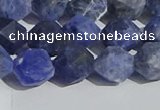 CSO567 15.5 inches 10mm faceted nuggets matte sodalite beads