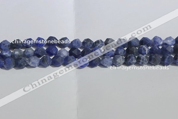 CSO567 15.5 inches 10mm faceted nuggets matte sodalite beads