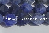 CSO568 15.5 inches 12mm faceted nuggets matte sodalite beads