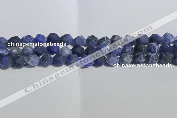 CSO568 15.5 inches 12mm faceted nuggets matte sodalite beads