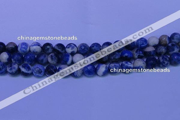 CSO624 15.5 inches 12mm faceted round AB grade sodalite beads