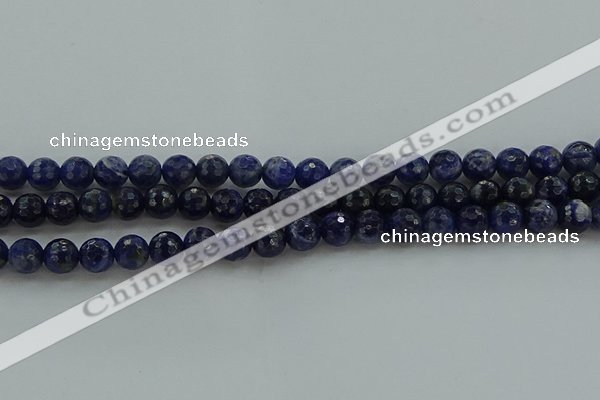 CSO643 15.5 inches 8mm faceted round sodalite gemstone beads