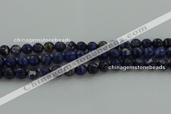 CSO644 15.5 inches 10mm faceted round sodalite gemstone beads