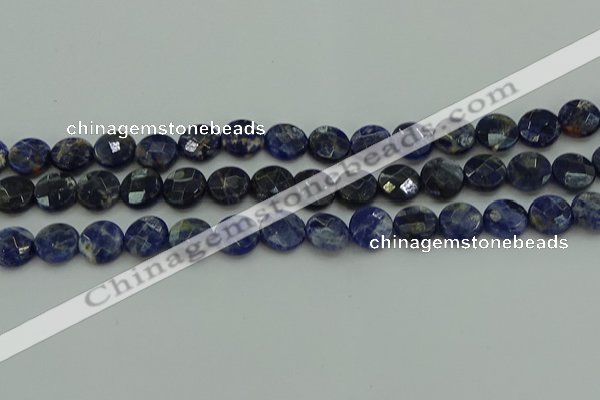 CSO706 15.5 inches 12mm faceted coin sodalite gemstone beads