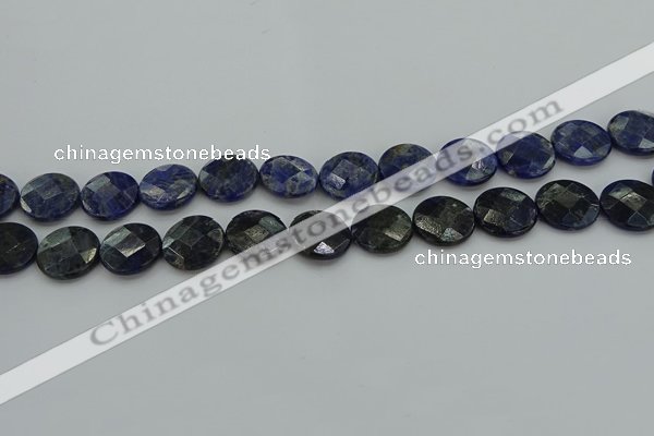 CSO708 15.5 inches 16mm faceted coin sodalite gemstone beads