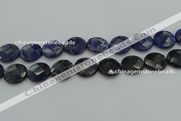 CSO710 15.5 inches 20mm faceted coin sodalite gemstone beads