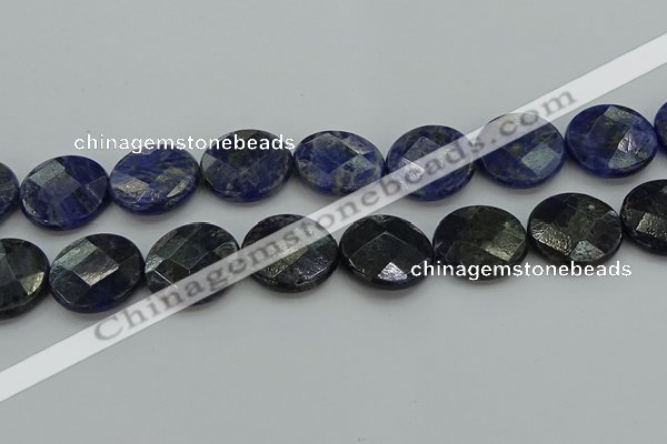 CSO711 15.5 inches 25mm faceted coin sodalite gemstone beads