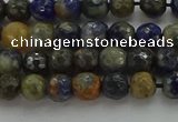 CSO751 15.5 inches 6mm faceted round orange sodalite beads