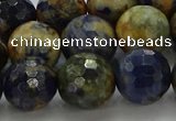 CSO755 15.5 inches 14mm faceted round orange sodalite beads