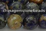 CSO756 15.5 inches 16mm faceted round orange sodalite beads