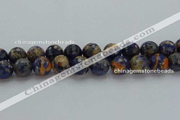 CSO757 15.5 inches 18mm faceted round orange sodalite beads