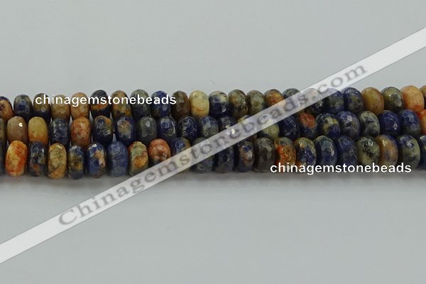 CSO764 15.5 inches 7*12mm faceted rondelle orange sodalite beads