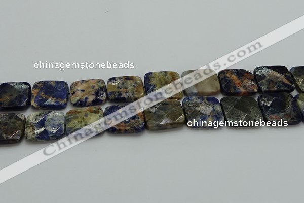 CSO785 15.5 inches 25*25mm faceted square orange sodalite beads